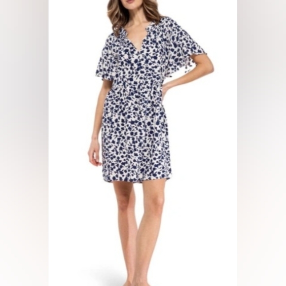 Bobeau Women's Dress -Navy and White Floral Pattern -Size Small - Picture 1 of 7